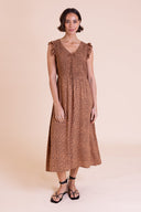 SS26 Shirred Summer Dress - Chocolate