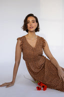 SS26 Shirred Summer Dress - Chocolate
