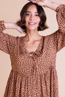 SS26 Bow Detail Tunic Dress - Chocolate