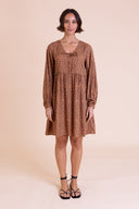SS26 Bow Detail Tunic Dress - Chocolate