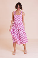 SS26 Square Neck Summer Dress - Hot Pink