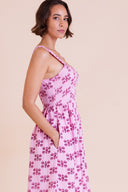 SS26 Square Neck Summer Dress - Hot Pink