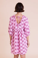 SS26 Shirred Raglan Dress - Hot Pink