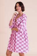 SS26 Shirred Raglan Dress - Hot Pink