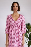 SS26 Shirred Raglan Dress - Hot Pink