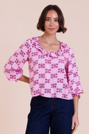 SS26 Ruffle Neck Blouse - Hot Pink