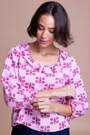 SS26 Ruffle Neck Blouse - Hot Pink