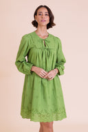 SS26 Broderie Tunic Dress - Meadow Green
