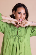 SS26 Broderie Tunic Dress - Meadow Green