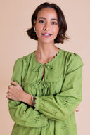 SS26 Broderie Tunic Dress - Meadow Green