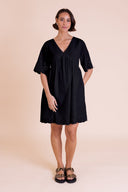 SS26 Broderie Smock Tunic Dress - Black