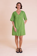 SS26 Broderie Smock Tunic Dress - Meadow Green