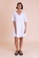 SS26 Broderie Smock Tunic Dress - White