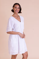 SS26 Broderie Smock Tunic Dress - White