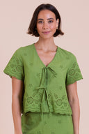 SS26 Broderie Top - Meadow Green