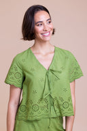 SS26 Broderie Top - Meadow Green