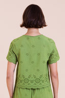 SS26 Broderie Top - Meadow Green
