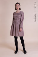 SS26 Shirred Tunic Dress - Parfait/Burgundy