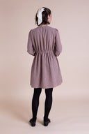 SS26 Shirred Tunic Dress - Parfait/Burgundy