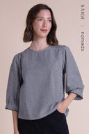 SS26 Puff Sleeve Top - Black/Ivory