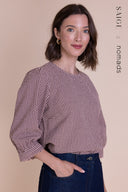 SS26 Puff Sleeve Top - Parfait/Burgundy