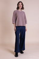 SS26 Puff Sleeve Top - Parfait/Burgundy