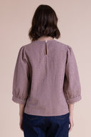 SS26 Puff Sleeve Top - Parfait/Burgundy