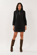 CD3198 Denim Shirt Dress - Black
