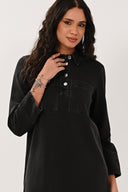 CD3198 Denim Shirt Dress - Black