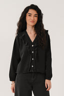 CD4423 Frill Neck Top - Black