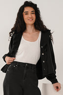 CD4423 Frill Neck Top - Black