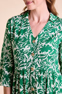SS25 Tiered Midi Shirtdress - Leaf