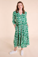 SS25 Tiered Midi Shirtdress - Leaf