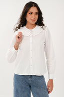 CP4426 Frill Peter Pan Collar Shirt - White