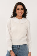 CP4426 Frill Peter Pan Collar Shirt - White