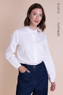 Saige AW25 Scalloped Edge Shirt - White