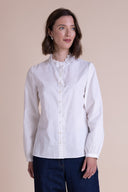 Saige AW25 Scalloped Edge Shirt - White