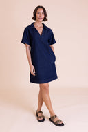 SS26 Open Collar Dress - Blue