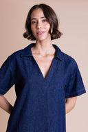 SS26 Open Collar Dress - Blue