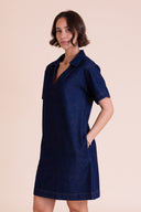 SS26 Open Collar Dress - Blue