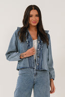 DM4423 Frill Neck Top - Blue