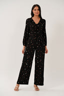 EF1311 Flounce Frill Neck Jumpsuit - Black