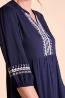 SS25 Embroidered Viscose Dress - Ink
