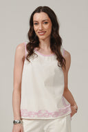 SS27 Cotton Poplin Embroidered Top - Sweetcorn