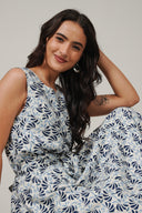 SS27 Printed Linen Vest top - Blue Multi