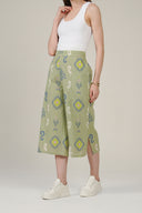SS27 Wide Leg Cullotes - Green Ikat