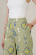SS27 Wide Leg Cullotes - Green Ikat