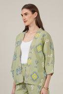 SS27 Kimono Top - Green Ikat