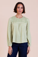SS26 Shirred Blouse - Meadow Green