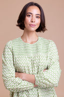 SS26 Shirred Blouse - Meadow Green